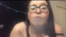 Pretty plumper smokes and convinces you to jerk off with her. BBW Smoking
