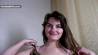 Amateur Chubby Babe in Lace Pink Lingerie Playing with Pussy
