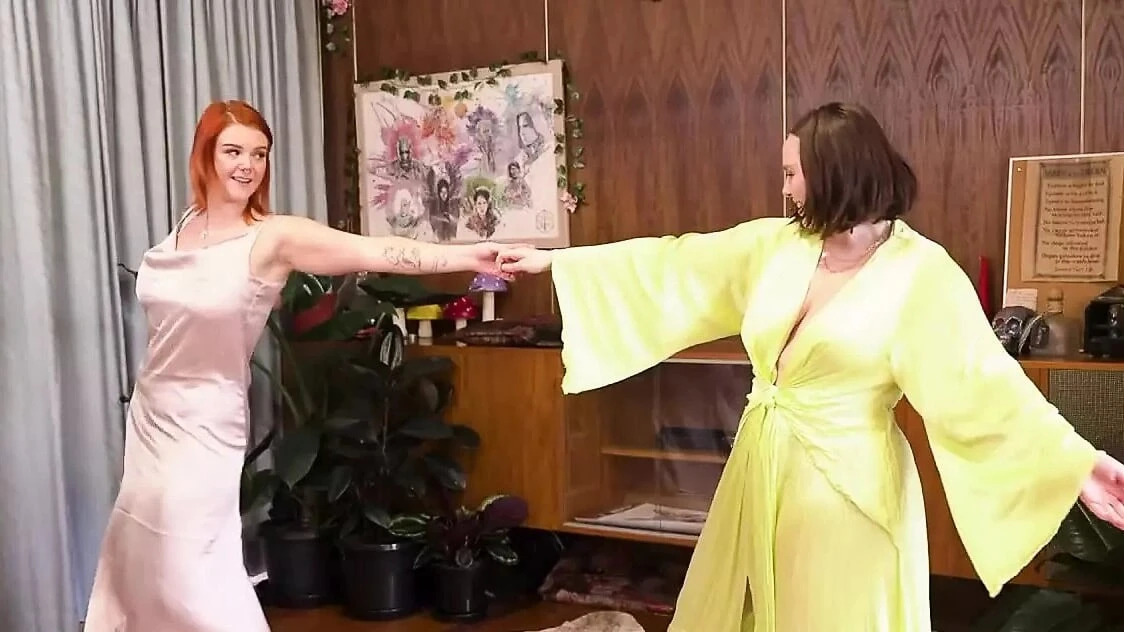 Curvy salsa dancers with huge boobs pleasure each other